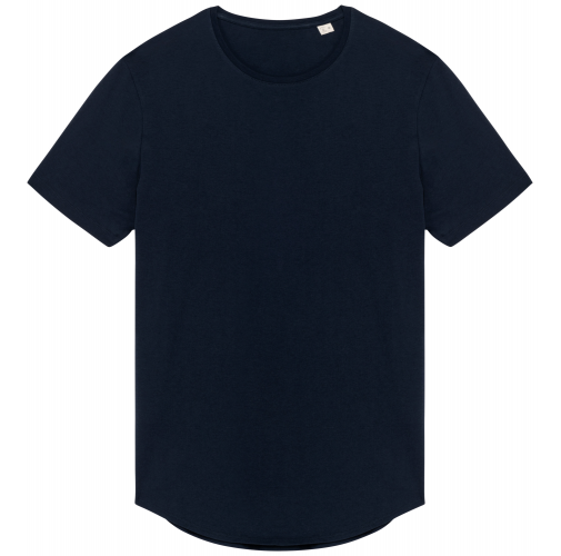 navy blue Camiseta con dobladillo redondeado hombre