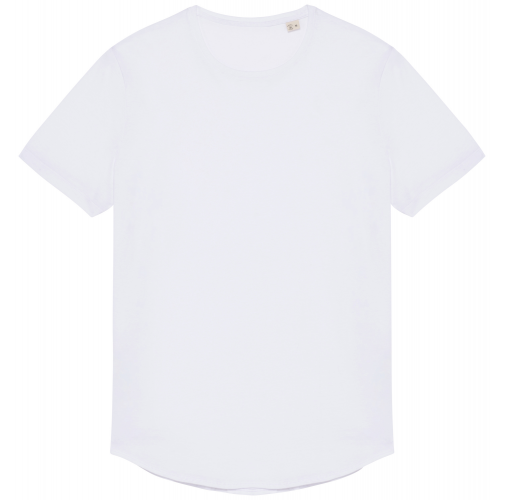 white Camiseta con dobladillo redondeado hombre