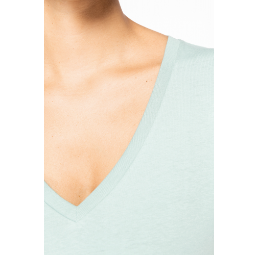 Camiseta ecorresponsable cuello de pico mujer