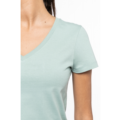 Camiseta ecorresponsable cuello de pico mujer