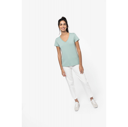 Camiseta ecorresponsable cuello de pico mujer