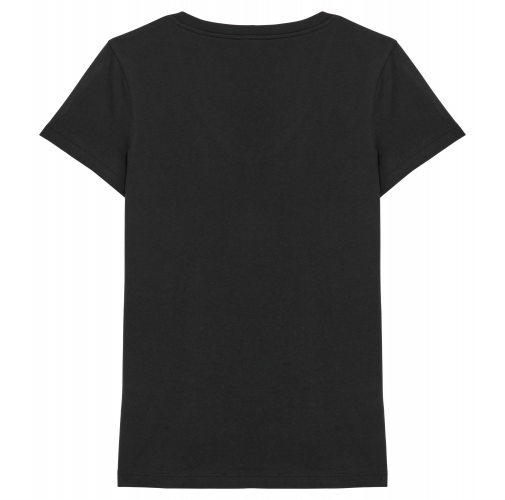 black Camiseta ecorresponsable cuello de pico mujer