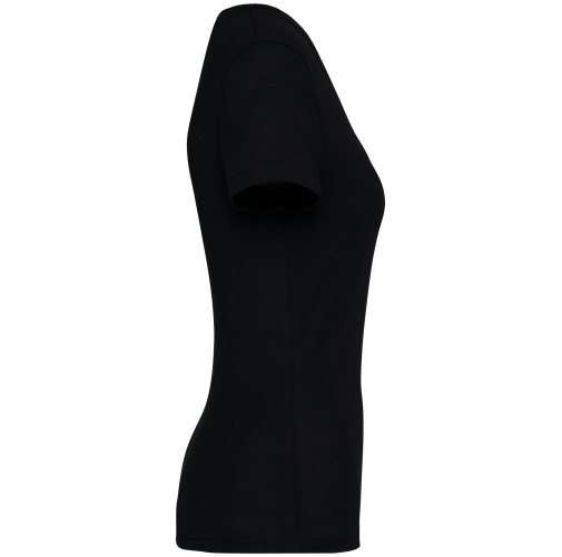 black Camiseta ecorresponsable cuello de pico mujer