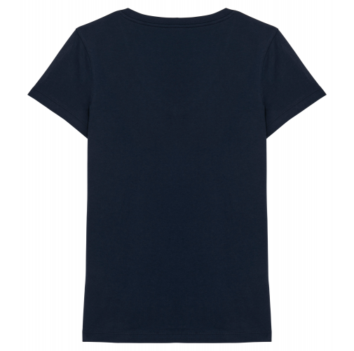 navy blue Camiseta ecorresponsable cuello de pico mujer