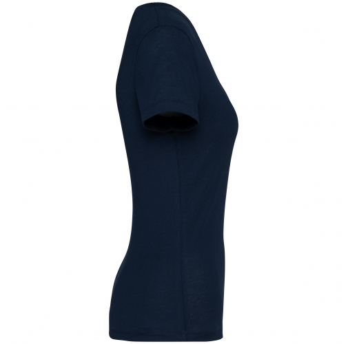 navy blue Camiseta ecorresponsable cuello de pico mujer