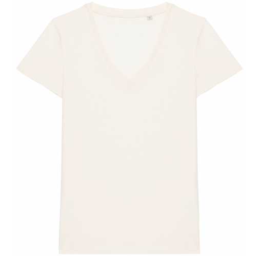 white Camiseta ecorresponsable cuello de pico mujer