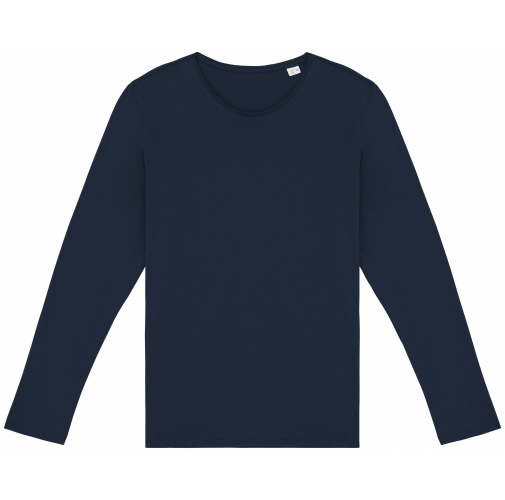 washed navy blue Camiseta ecorresponsable efecto lavado de manga larga unisex