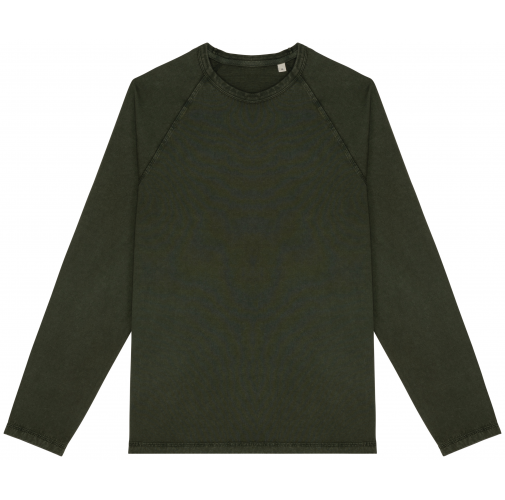 washed organic khaki Camiseta ecorresponsable manga larga raglan hombre