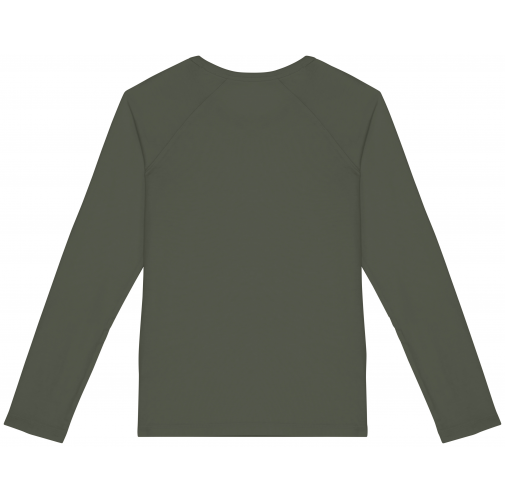 washed organic khaki Camiseta ecorresponsable manga larga raglan mujer