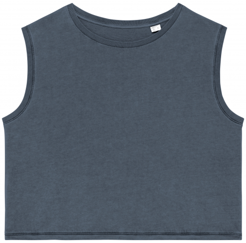 washed mineral grey Camiseta crop ecorresponsable sin mangas mujer