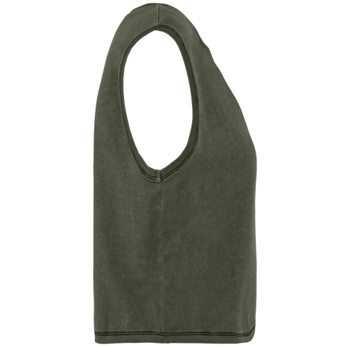 washed organic khaki Camiseta crop ecorresponsable sin mangas mujer