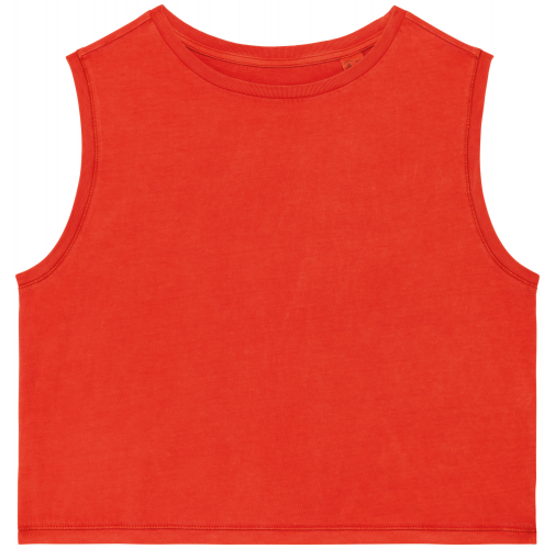 washed paprika Camiseta crop ecorresponsable sin mangas mujer