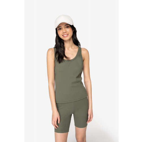 Camiseta de tirantes ecorresponsable de canalé mujer
