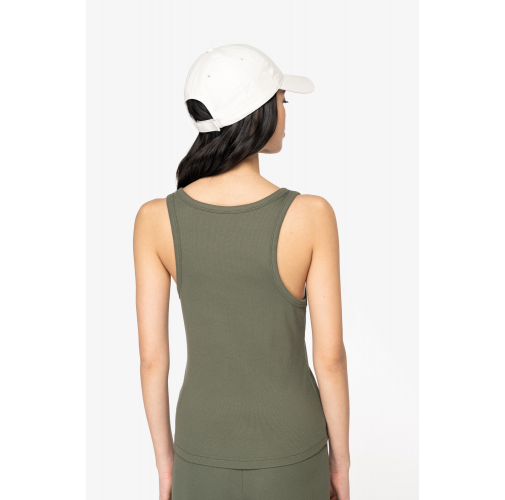 Camiseta de tirantes ecorresponsable de canalé mujer