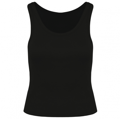 black Camiseta de tirantes ecorresponsable de canalé mujer
