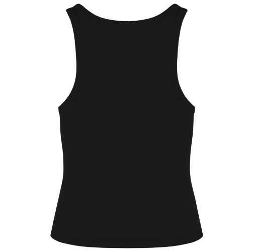 black Camiseta de tirantes ecorresponsable de canalé mujer