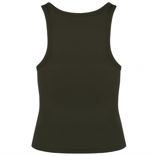 organic khaki Camiseta de tirantes ecorresponsable de canalé mujer