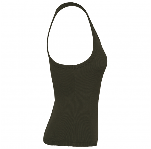 organic khaki Camiseta de tirantes ecorresponsable de canalé mujer