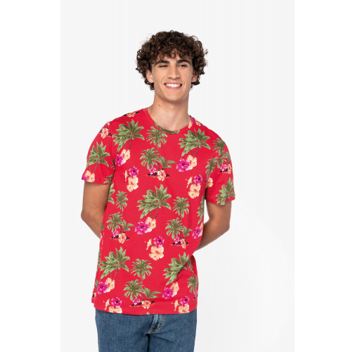 Camiseta ecorresponsable con estampado tropical hombre
