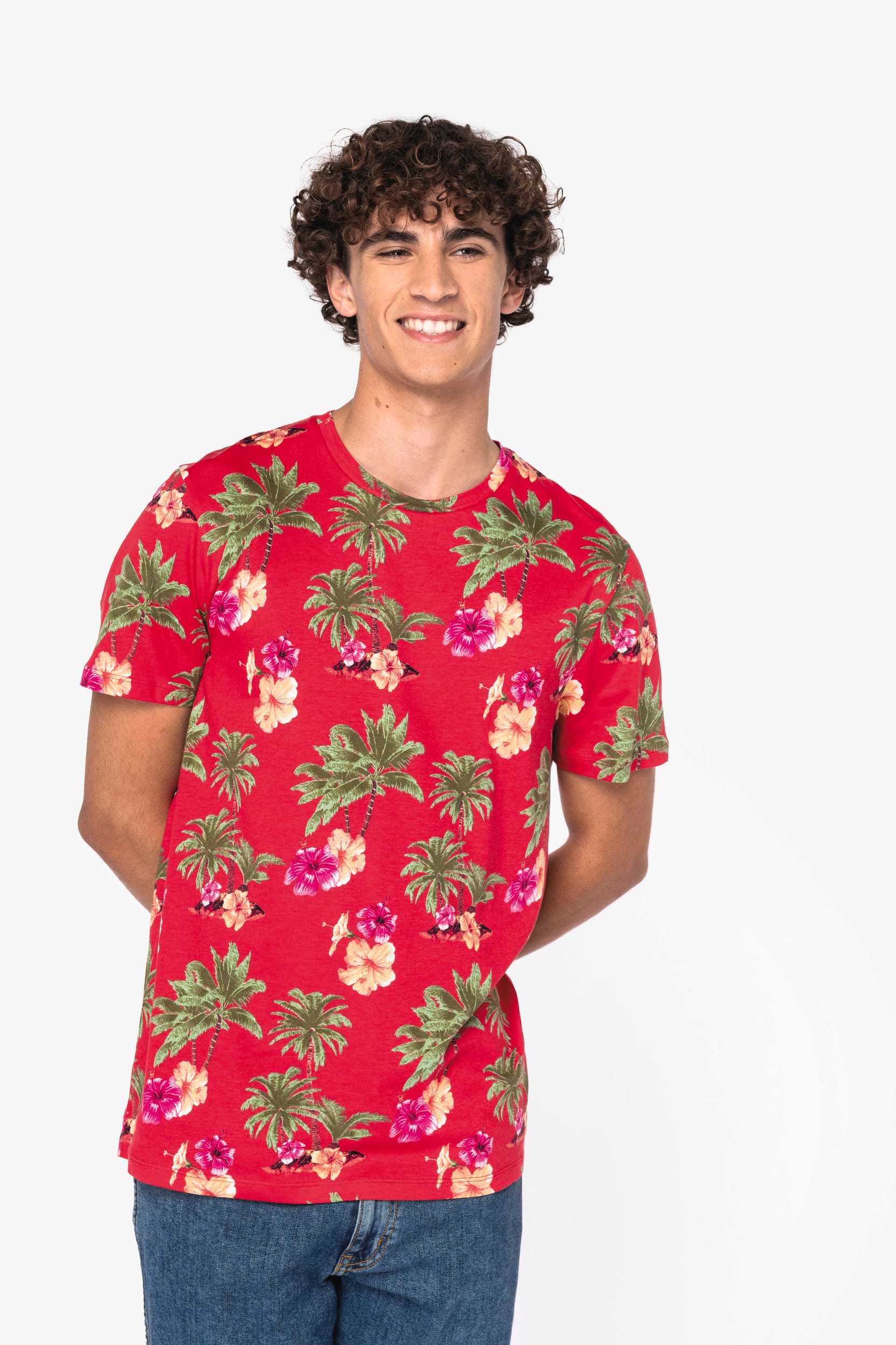 Camiseta ecorresponsable con estampado tropical hombre