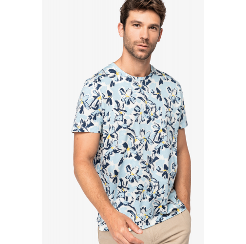 Camiseta ecorresponsable con estampado tropical hombre