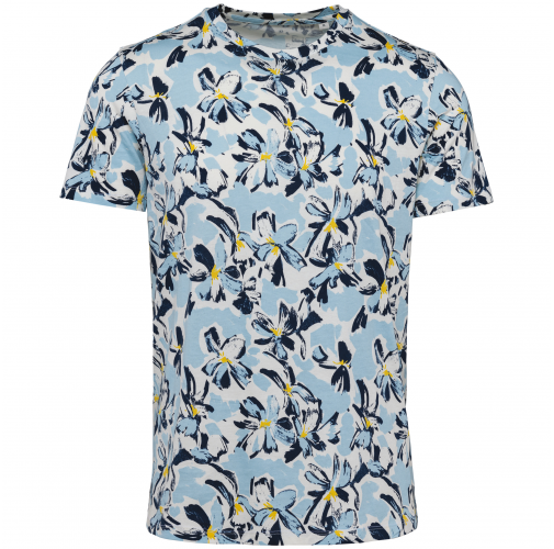 ivory floral blue Camiseta ecorresponsable con estampado tropical hombre