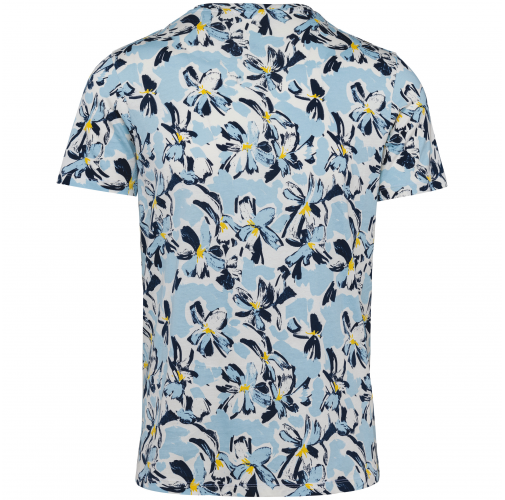 ivory floral blue Camiseta ecorresponsable con estampado tropical hombre