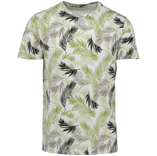 ivory palm leaves Camiseta ecorresponsable con estampado tropical hombre