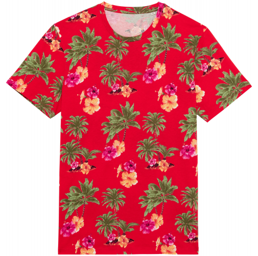 red hawaiian Camiseta ecorresponsable con estampado tropical hombre