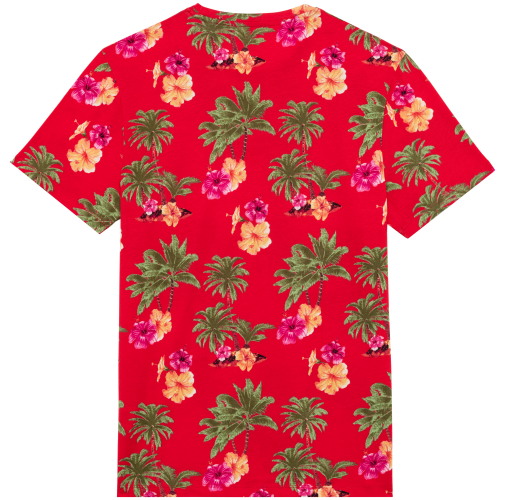 red hawaiian Camiseta ecorresponsable con estampado tropical hombre