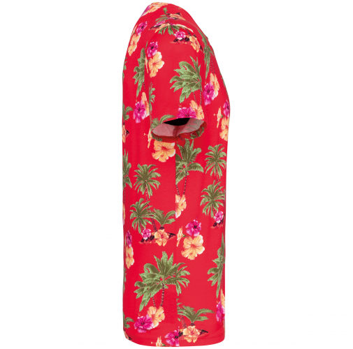red hawaiian Camiseta ecorresponsable con estampado tropical hombre