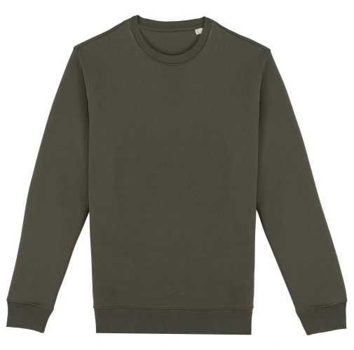 organic khaki Sudadera ecorresponsable de cuello redondo unisex