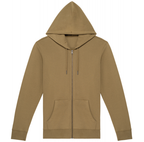light olive green Sudadera ecorresponsable con cremallera y capucha unisex
