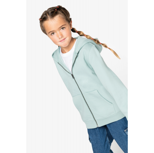 Sudadera ecorresponsable con capucha y cremallera infantil