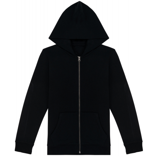 black Sudadera ecorresponsable con capucha y cremallera infantil