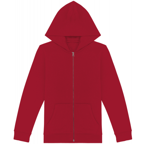 hibiscus red Sudadera ecorresponsable con capucha y cremallera infantil