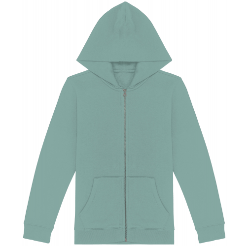 jade green Sudadera ecorresponsable con capucha y cremallera infantil