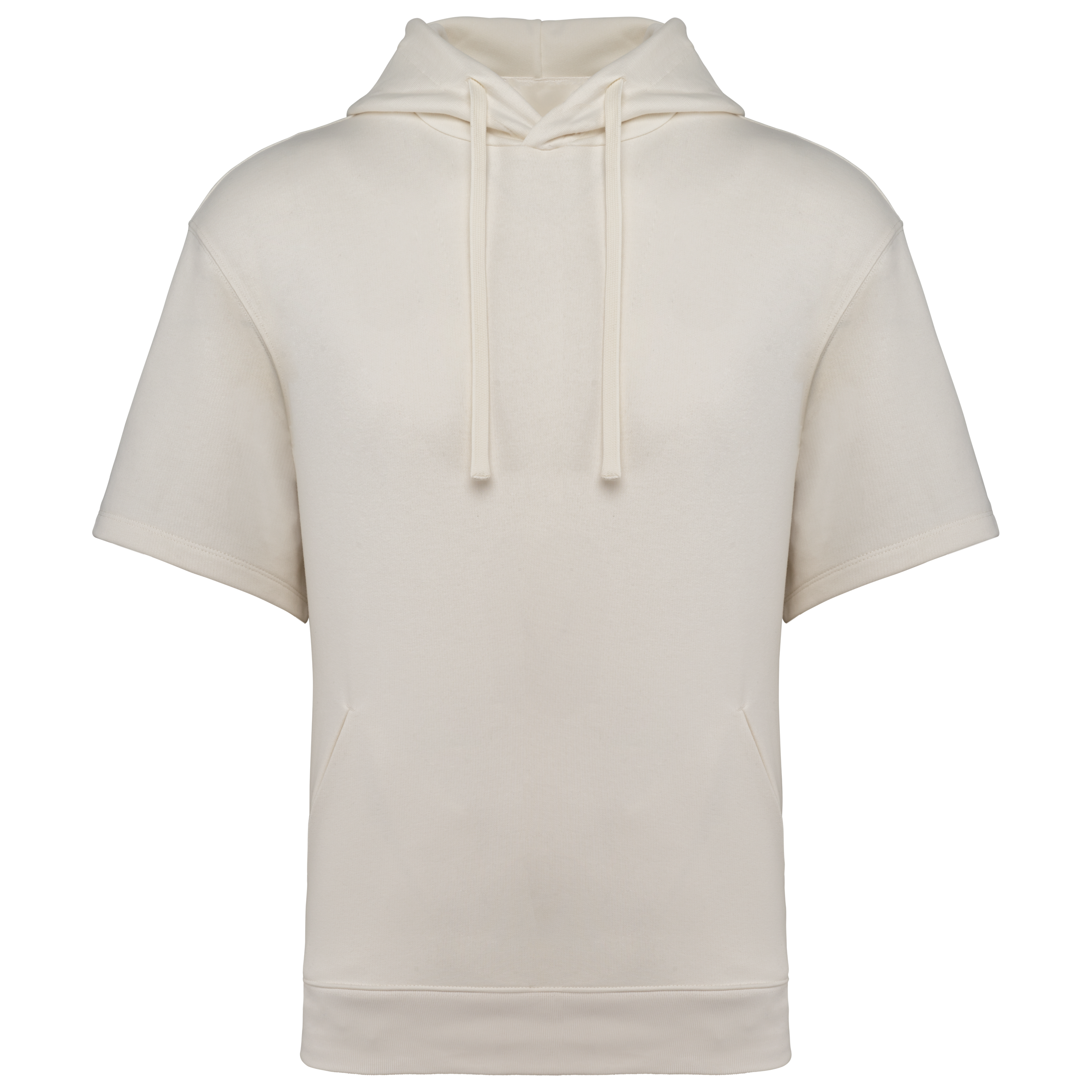 black Sudadera ecorresponsable con capucha de manga corta y hombros caídos French Terry unisex