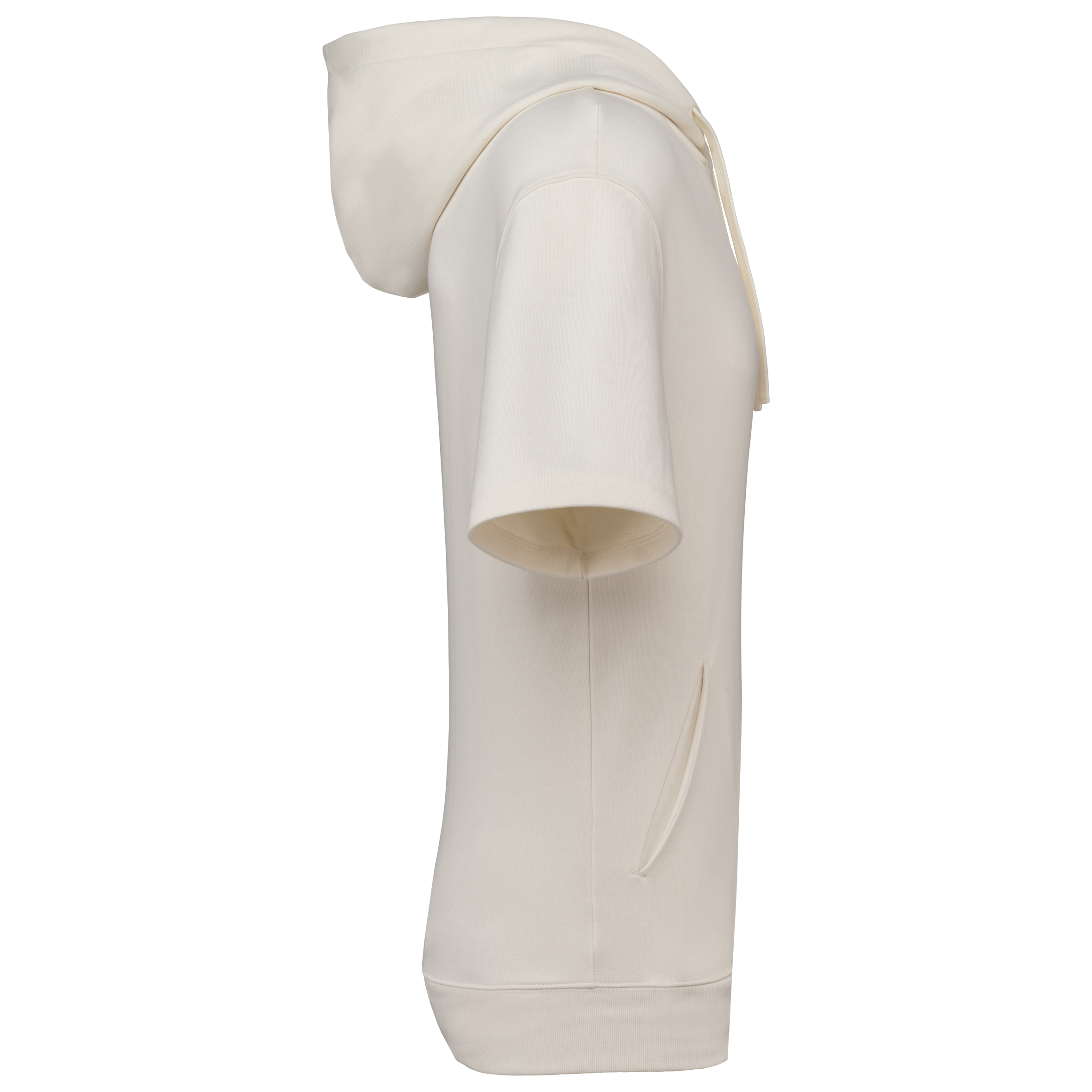 black Sudadera ecorresponsable con capucha de manga corta y hombros caídos French Terry unisex