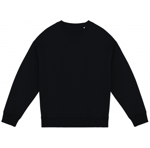 black Sudadera ecorresponsable cuello redondo oversize unisex