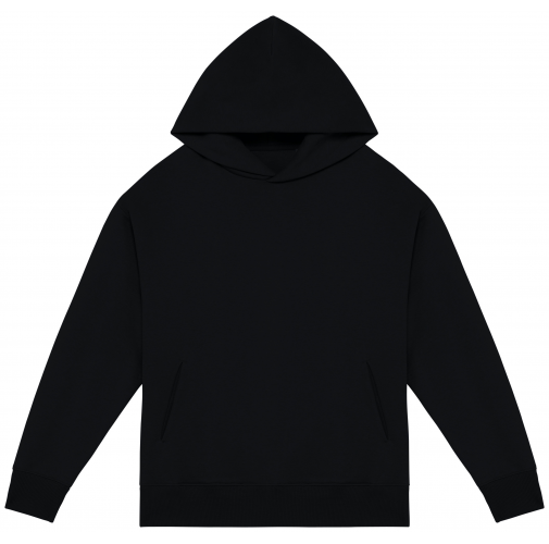 black Sudadera ecorresponsable con capucha oversize unisex