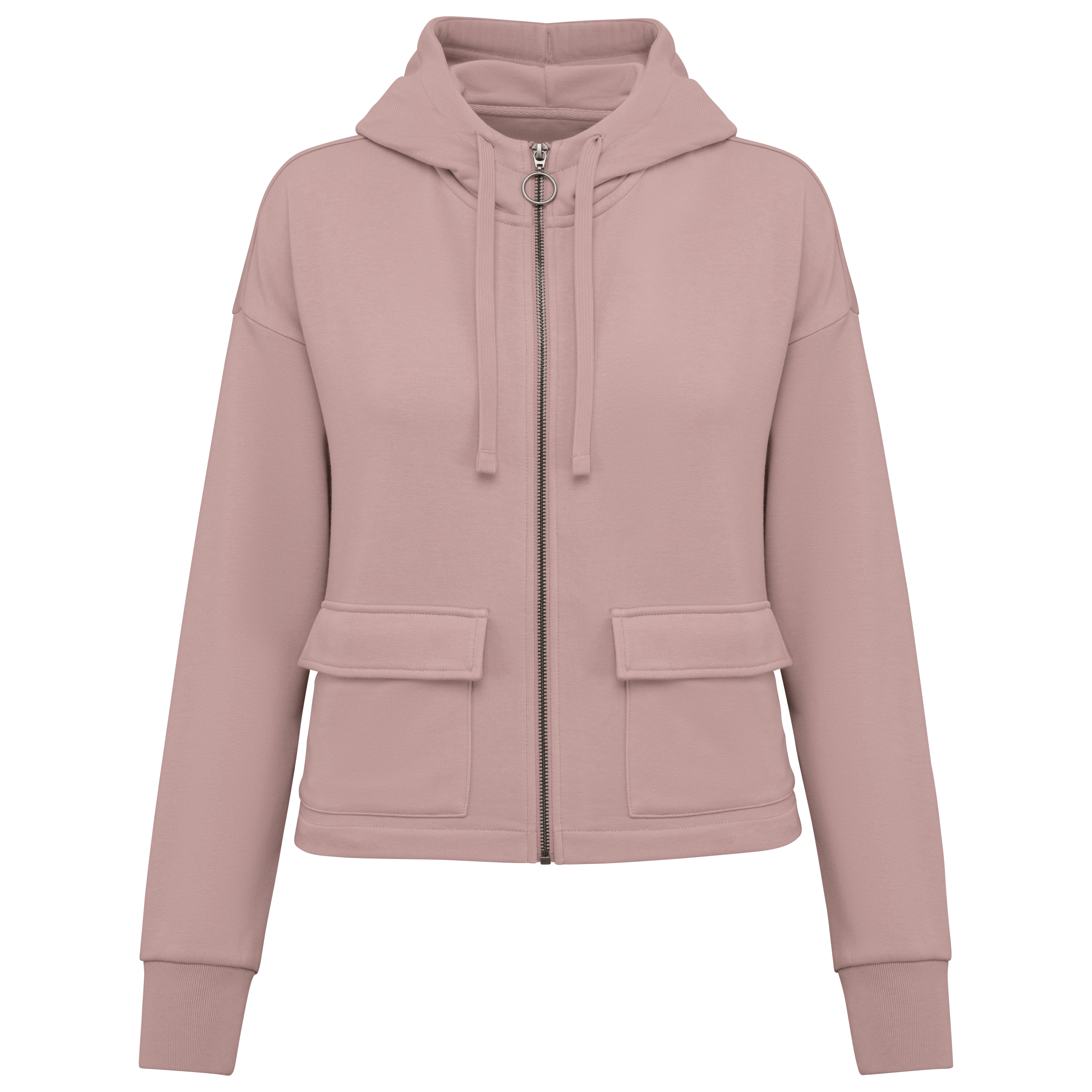 Sudadera ecorresponsable con cremallera y capucha French Terry mujer