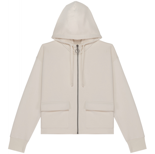 ivory Sudadera ecorresponsable con cremallera y capucha French Terry mujer