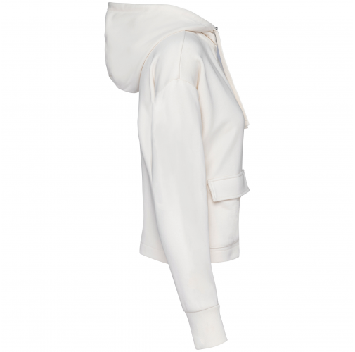 ivory Sudadera ecorresponsable con cremallera y capucha French Terry mujer