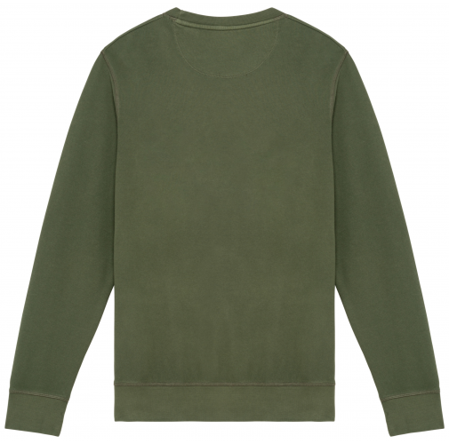 washed organic khaki Sudadera ecorresponsable de cuello redondo French Terry unisex