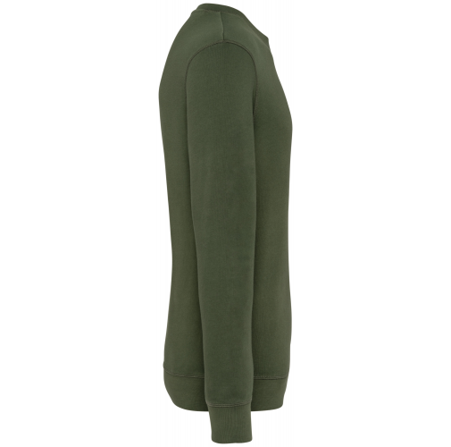 washed organic khaki Sudadera ecorresponsable de cuello redondo French Terry unisex