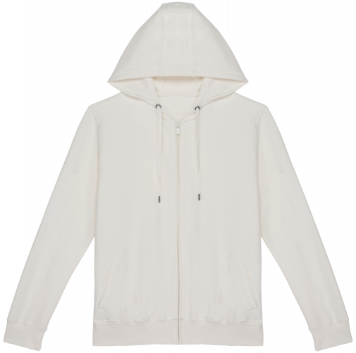 washed ivory Sudadera ecorresponsable cremallera y capucha French Terry unisex