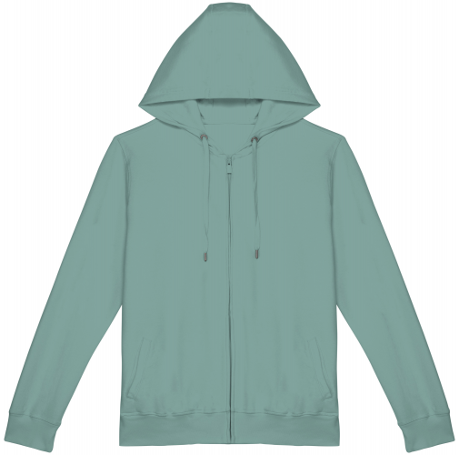 washed jade green Sudadera ecorresponsable cremallera y capucha French Terry unisex