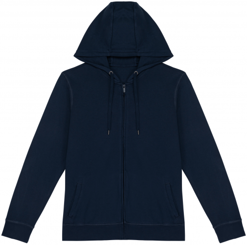 washed navy blue Sudadera ecorresponsable cremallera y capucha French Terry unisex