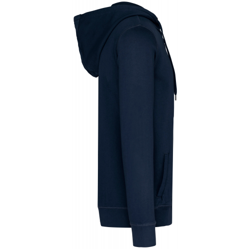 washed navy blue Sudadera ecorresponsable cremallera y capucha French Terry unisex